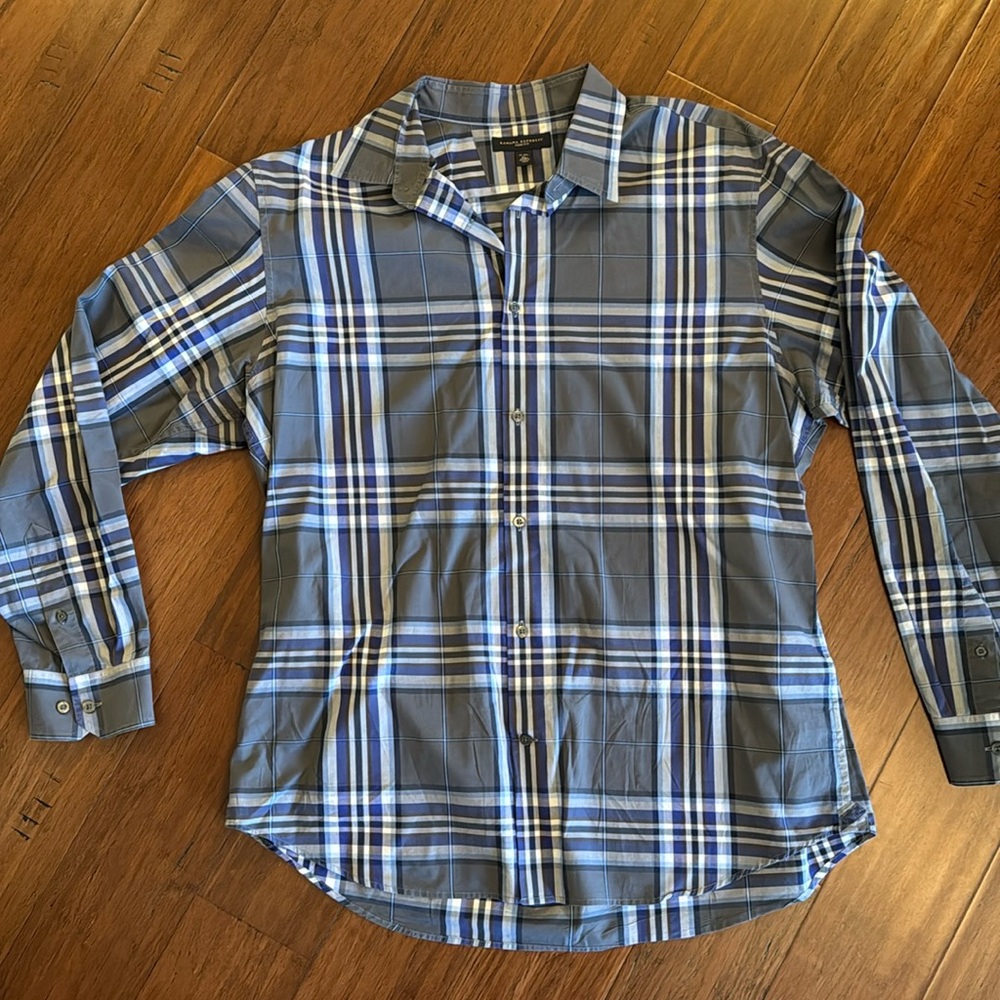 Banana Republic Plaid Slim Fit Long-Sleeve Button Up Shirt